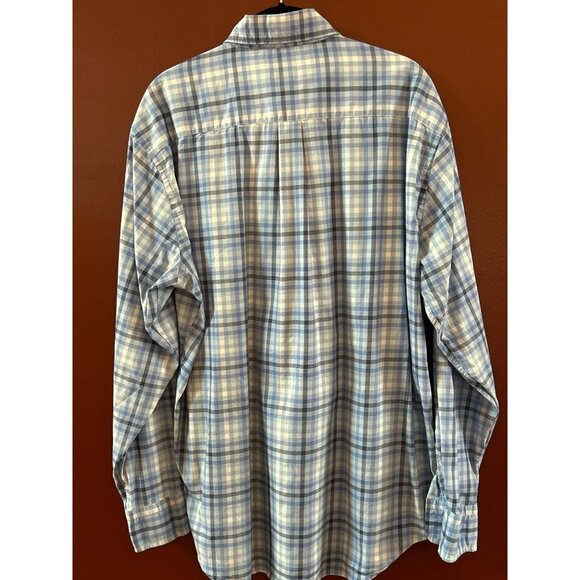 Peter Millar Men's XL Blue Gingham Plaid Long Sleeve Button-Down Shirt Casual - Picture 3 of 4